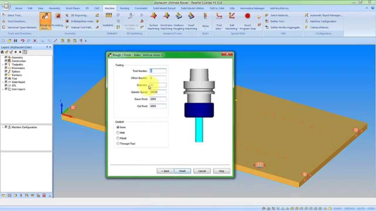 用于數(shù)控雕刻機(jī)的 Alphacam Router 2016